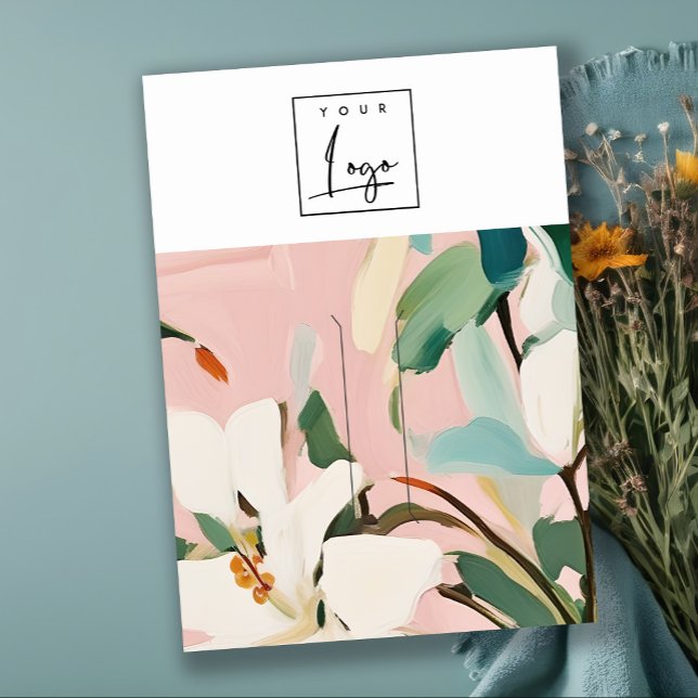 Carte De Visite Boho Colorful rose Turquoise peint Floral Haipin L (Créateur téléchargé)