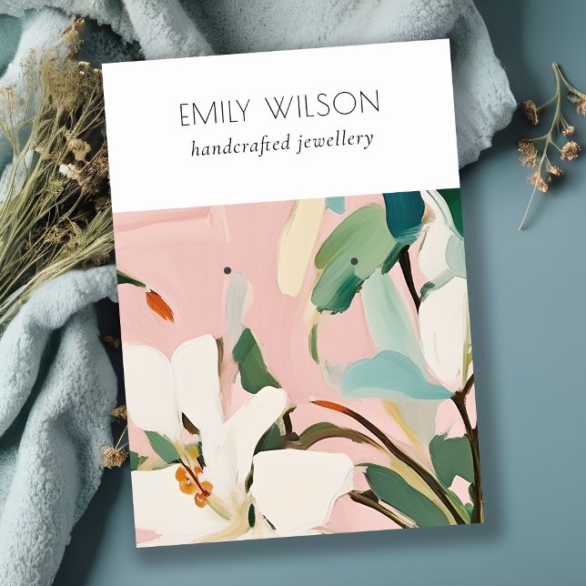 Carte De Visite Boho Colorful rose Turquoise Peint Floral oreille (Créateur téléchargé)