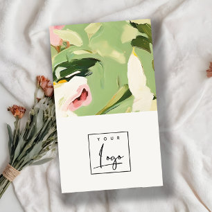 Carte De Visite Boho Colorful vert rose peint logo floral