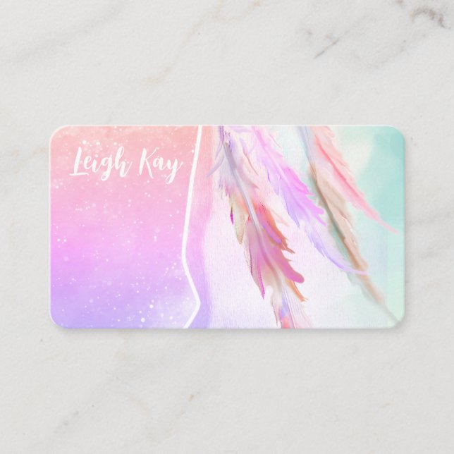 Carte De Visite Boho Cottage Shabby Chic Feathers Business Card (Devant)