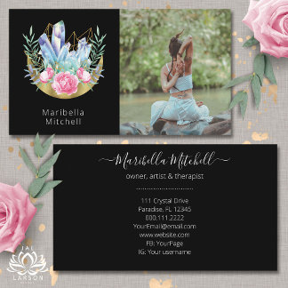 Carte De Visite Boho Crescent Lune Cristaux Roses Roses Roses Rose