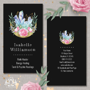 Carte De Visite Boho Crescent Lune Crystal Cluster Roses Rose rose