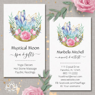 Carte De Visite Boho Crescent Lune Crystal Cluster Roses Rose rose