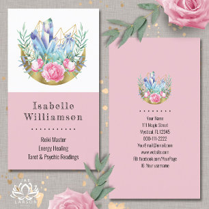Carte De Visite Boho Crescent Lune Crystal Cluster Roses Rose rose