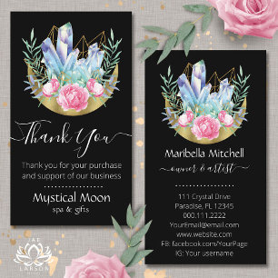 Carte De Visite Boho Crescent Moon Crystal Cluster Roses Rose