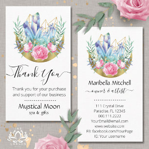 Carte De Visite Boho Crescent Moon Crystal Cluster Roses Rose