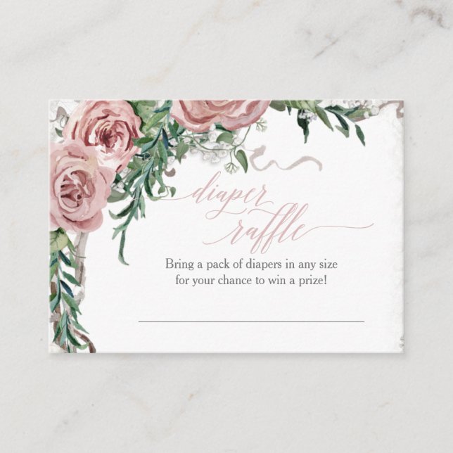 Carte De Visite Boho Dusty Blush Rose Diaper Enceinte (Devant)