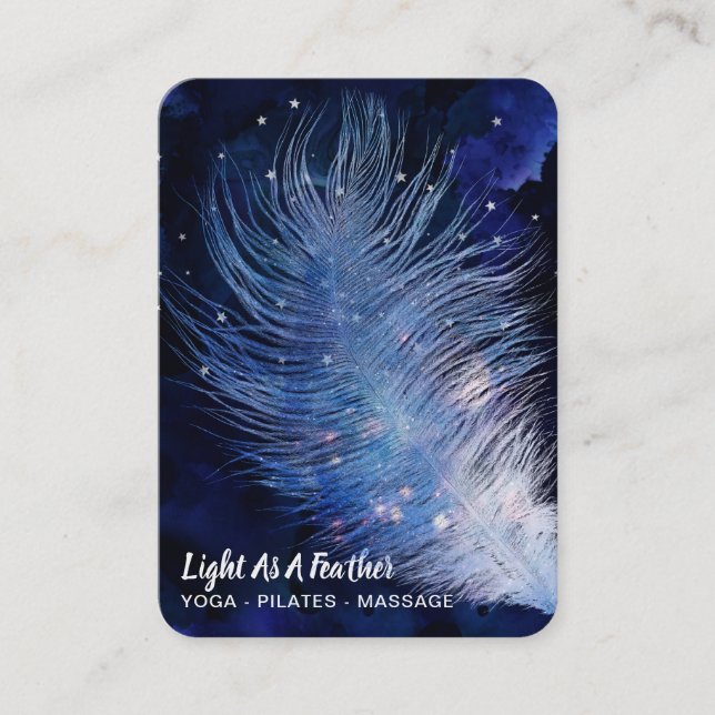 Carte De Visite *~* Boho en plumes turquoise du ciel bleu nuit (Devant)