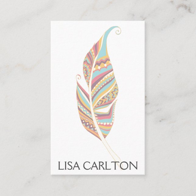 Carte De Visite Boho Feather Abstraite (Devant)