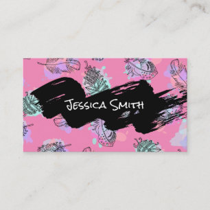Carte De Visite Boho Feather Art Motif