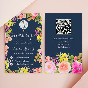 Carte De Visite Boho fleur sauvage jardin aquarelle maquillage che