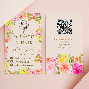 Carte De Visite Boho fleur sauvage jardin aquarelle maquillage che