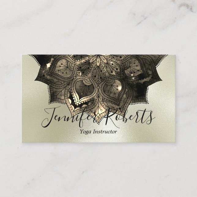 Carte De Visite Boho Floral Mandala Chic Yoga Instructeur Gold (Devant)