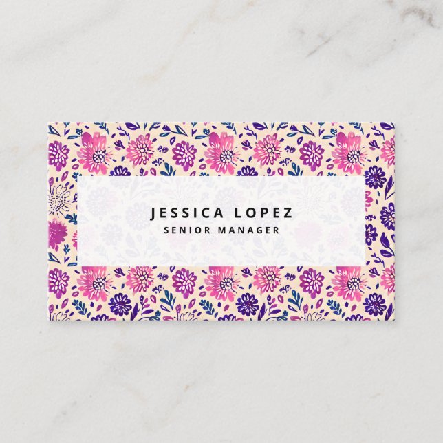 Carte De Visite Boho Floral Ombre Motif (Devant)