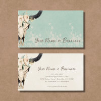 Boho Floral Vache Crâne Turquoise et crème