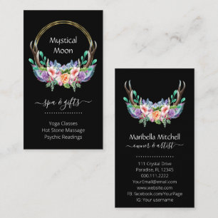 Carte De Visite Boho Gold Crystal Cluster Flowers Business