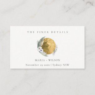 Carte De Visite Boho Gold Saga Green Floral Wreath Mariage Website