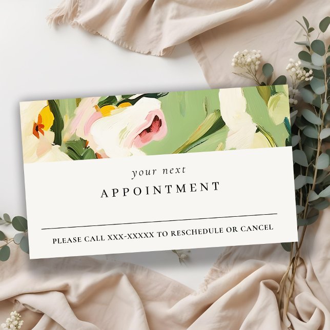 Carte De Visite Boho Green Rose Peint Floral Apport (Créateur téléchargé)