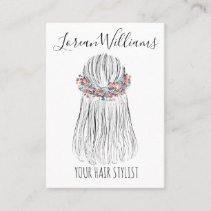 Carte De Visite Boho Hair Styliste Fleur Couronne Mariage coiffure
