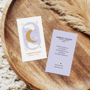 Carte De Visite Boho Healing Main Céleste Lune Tarot Violet