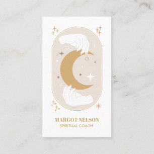 Carte De Visite Boho Healing Main Céleste Lune Tarot Violet