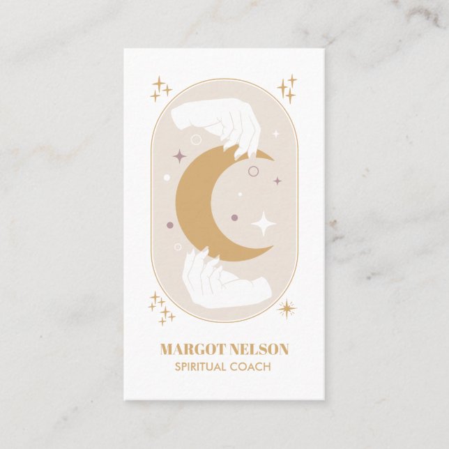Carte De Visite Boho Healing Main Céleste Lune Tarot Violet (Devant)