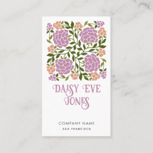 Carte De Visite Boho Lilac rétro et Flore verdoyante