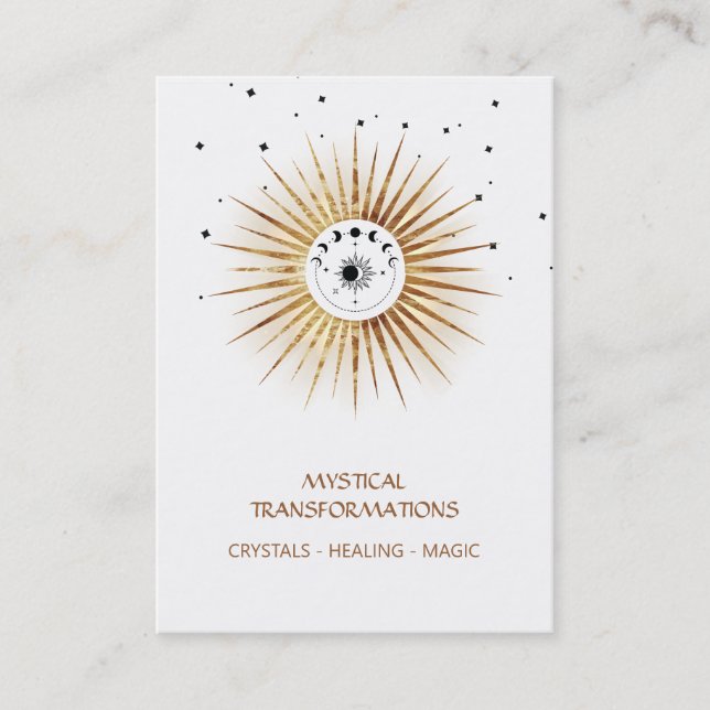 Carte De Visite *~* Boho lunaire Luna céleste Lumière magique (Devant)