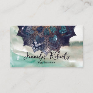Carte De Visite Boho Mandala Elegant Sage Vert gris Aquarelle