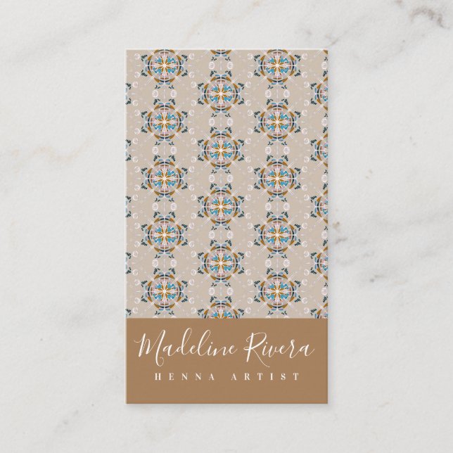 Carte De Visite Boho Mandala Henna Artiste Yoga Macrame Motif (Devant)