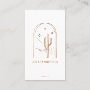 Carte De Visite Boho Minimalist Cactus Line Logo d'art Terracotta
