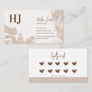 Carte De Visite Boho Minimaliste Monstera Feuille ombre Loyauté