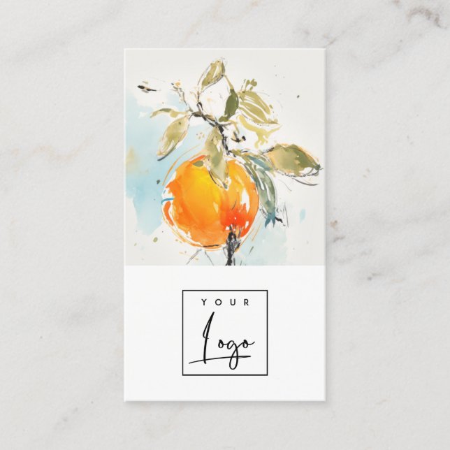 Carte De Visite Boho moderne Abstrait Sketchy Orange Garden Logo (Devant)