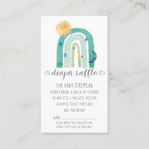 Carte De Visite Boho Moderne Arc-en-ciel Turquoise bébé Garçon Déc