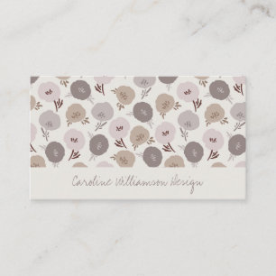 Carte De Visite Boho moderne Taupe Blush Grey Fleurs botaniques