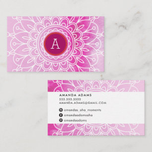 Carte De Visite BOHO MONOGRAM moderne mandala motif rose orange