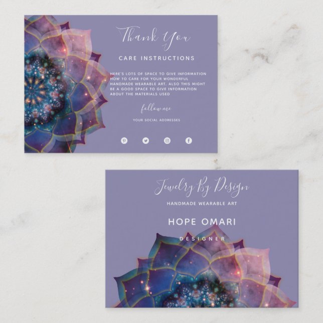 Carte De Visite Boho Nebula Mandala, Mystique (Devant / Derrière)
