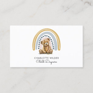 Carte De Visite Boho Rainbow Teddy Bear Garderie