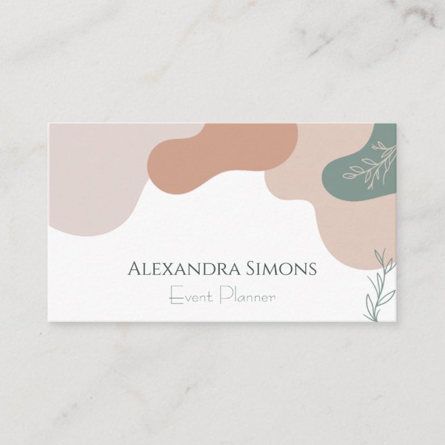 Carte De Visite Boho Retro Wavy Beige Green (Devant)