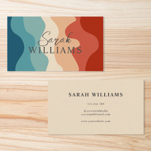Carte De Visite Boho Retro Wavy Stripes Minimaliste