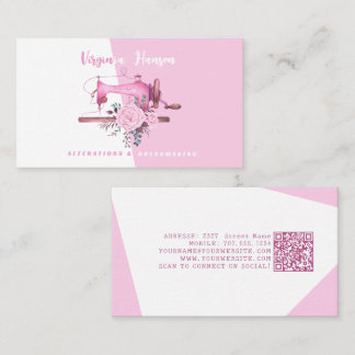 Carte De Visite Boho Rose Floral Seamstress machine à coudre sur m