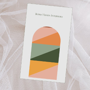 Carte De Visite Boho Simple Minimaliste Abstrait Logo QR Code Arch