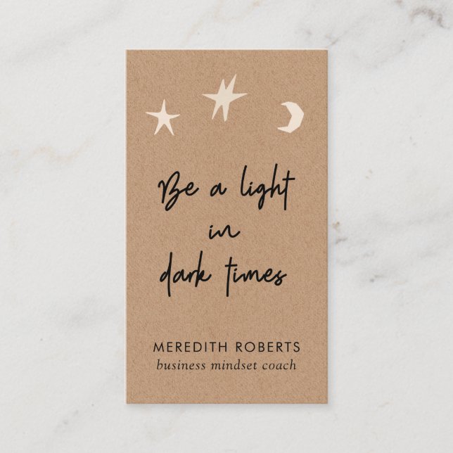 Carte De Visite Boho Stars Moon Motivational Citation Kraft (Devant)