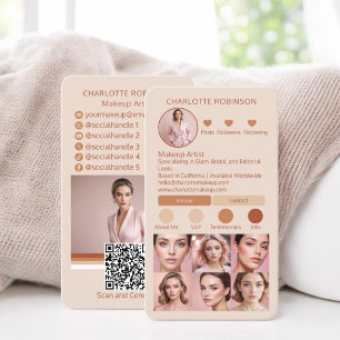 Carte De Visite Boho tan Maquillage beauté Social Media Influencer