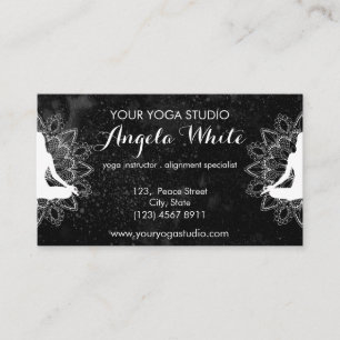 Carte De Visite Boho tendance Mandala Chic Celestial Blanc noir