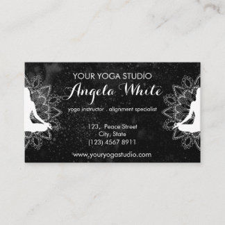 Carte De Visite Boho tendance Mandala Chic Celestial Blanc noir