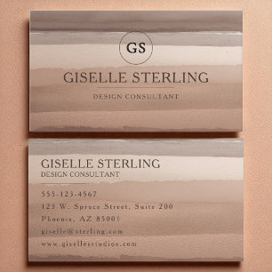 Carte De Visite Boho Terracotta Aquarelle Monogramme Abstrait