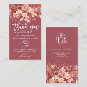 Carte De Visite Boho terracotta logo floral commander merci busine