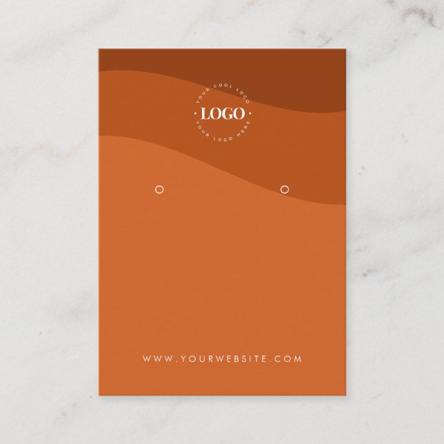 Carte De Visite Boho Terracotta Waves Custom Logo Écran d'oreille (Devant)