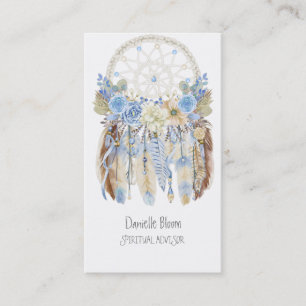 Carte De Visite Boho Tribal Dream Catcher Flèches Plumes fleurs